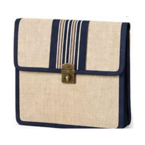 Classic Stripe Flap Jute Bag - Sytle 01