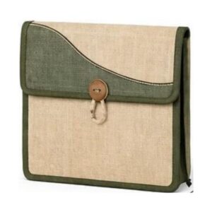 Curved Flap Button Jute Bag - Style 03