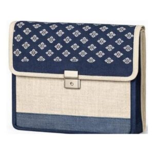 Indigo Print Flap Jute Bag