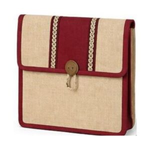 Lace Panel Button Jute Bag - Style 05