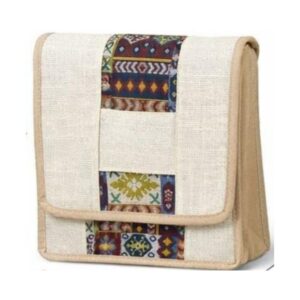 Patterned Flap Jute Messenger Bag